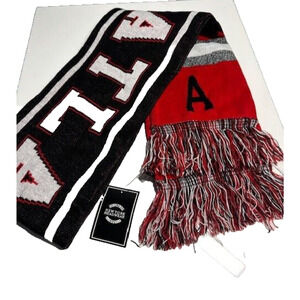 NWT Atlanta Georgia Knit Winter Scarf Red Black White Fringe City Fan 70" Unisex